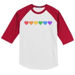 Rainbow LGBT Pride Hearts Kids Colorblock Raglan Jersey