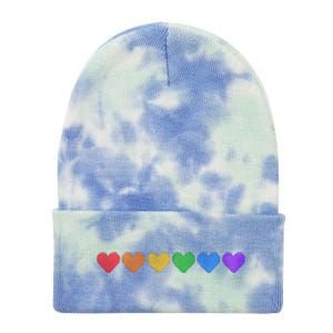 Rainbow LGBT Pride Hearts Tie Dye 12in Knit Beanie