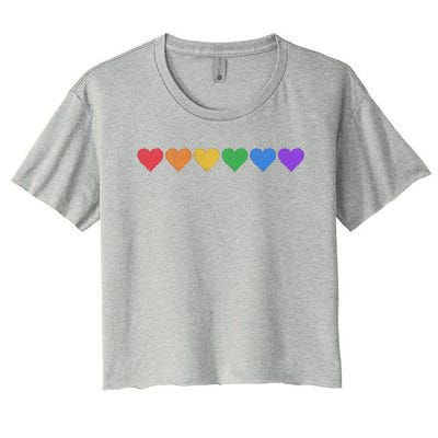 Rainbow LGBT Pride Hearts Women's Crop Top Tee