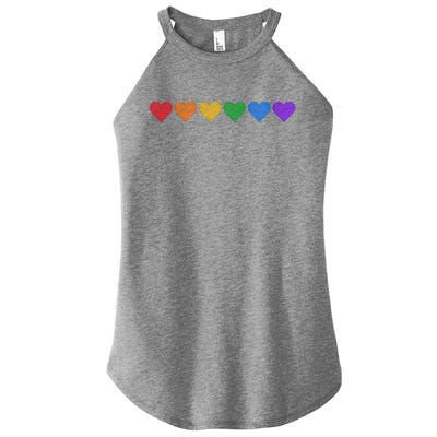 Rainbow LGBT Pride Hearts Women's Perfect Tri Rocker Tank