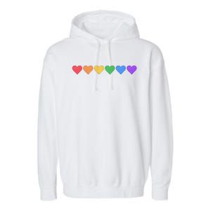 Rainbow LGBT Pride Hearts Garment-Dyed Fleece Hoodie