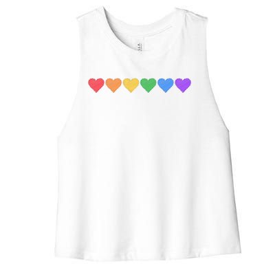 Rainbow LGBT Pride Hearts Women's Racerback Cropped Tank