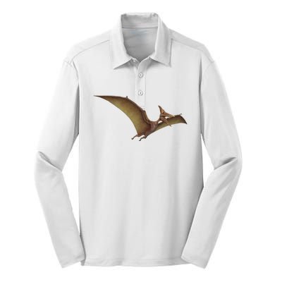 Really Like Pterodactyl Dinosaur Flying Reptile Silk Touch Performance Long Sleeve Polo