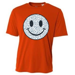 Retro Leopard Print Emoji Smiley Cooling Performance Crew T-Shirt