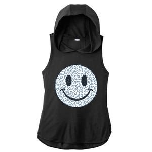 Retro Leopard Print Emoji Smiley Ladies PosiCharge Tri-Blend Wicking Draft Hoodie Tank