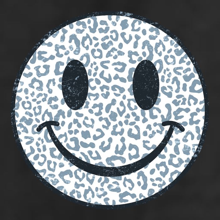 Retro Leopard Print Emoji Smiley Garment-Dyed Fleece Hoodie