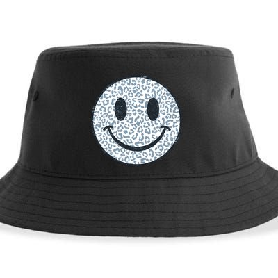 Retro Leopard Print Emoji Smiley Sustainable Bucket Hat