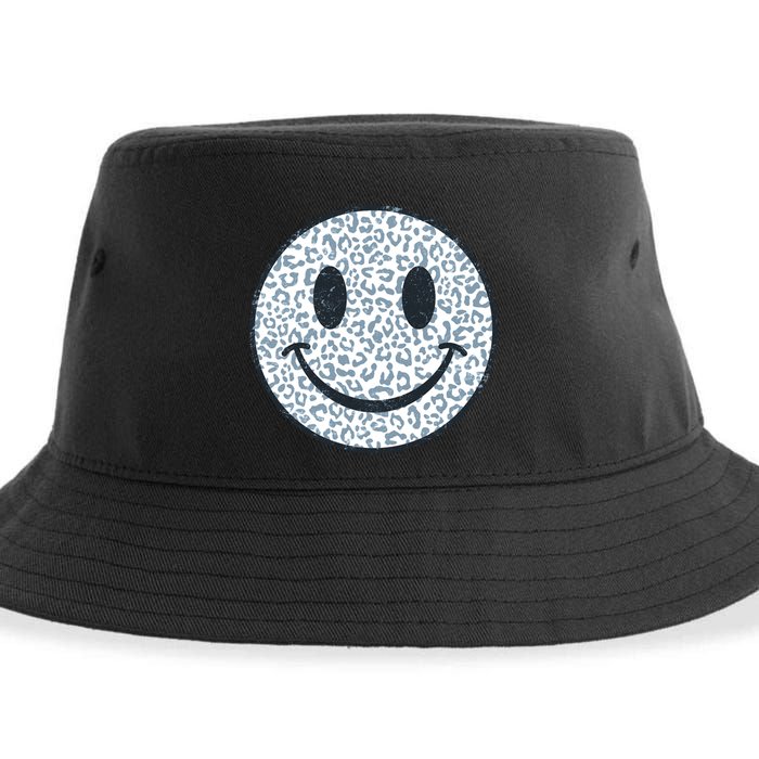Retro Leopard Print Emoji Smiley Sustainable Bucket Hat