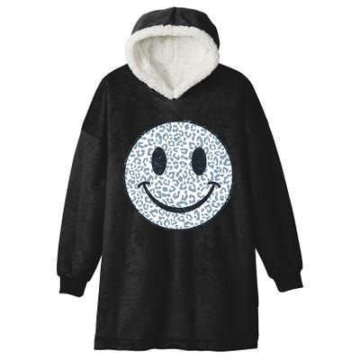 Retro Leopard Print Emoji Smiley Hooded Wearable Blanket