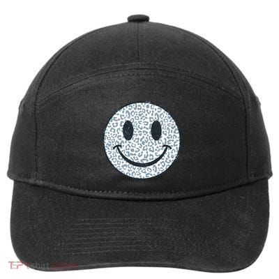 Retro Leopard Print Emoji Smiley 7-Panel Snapback Hat