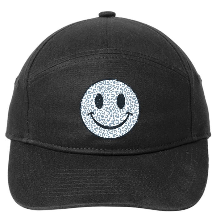 Retro Leopard Print Emoji Smiley 7-Panel Snapback Hat