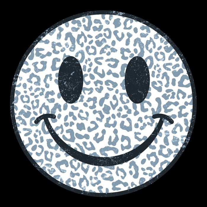 Retro Leopard Print Emoji Smiley 7-Panel Snapback Hat