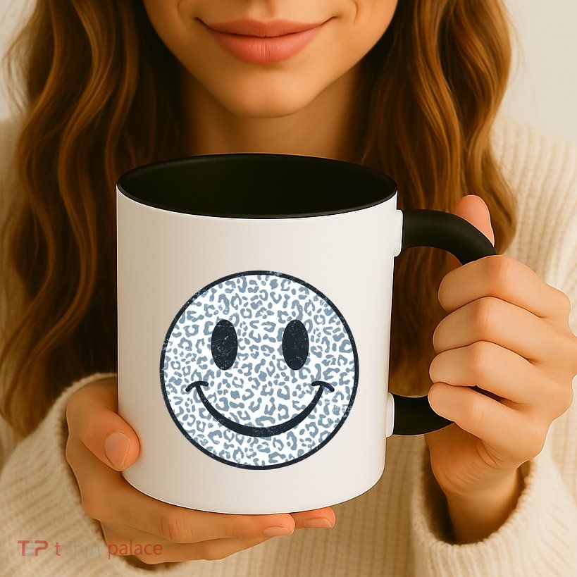 Retro Leopard Print Emoji Smiley Mug