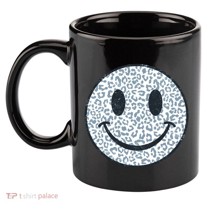 Retro Leopard Print Emoji Smiley 11oz C Handle Ceramic Mug