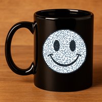 Retro Leopard Print Emoji Smiley 11oz C Handle Ceramic Mug