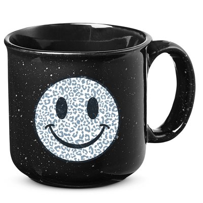 Retro Leopard Print Emoji Smiley 15oz Campfire Ceramic Mug