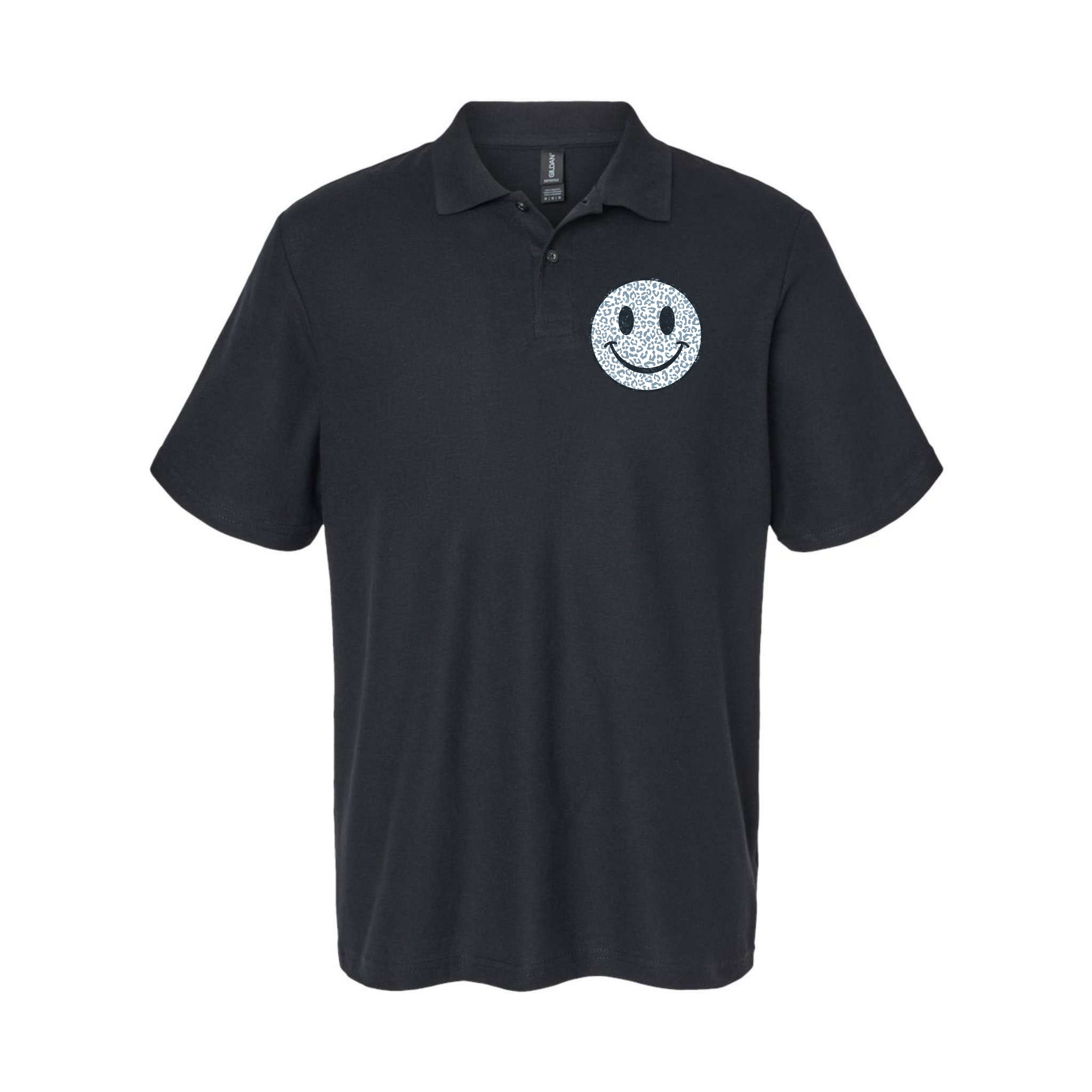 Retro Leopard Print Emoji Smiley Polo