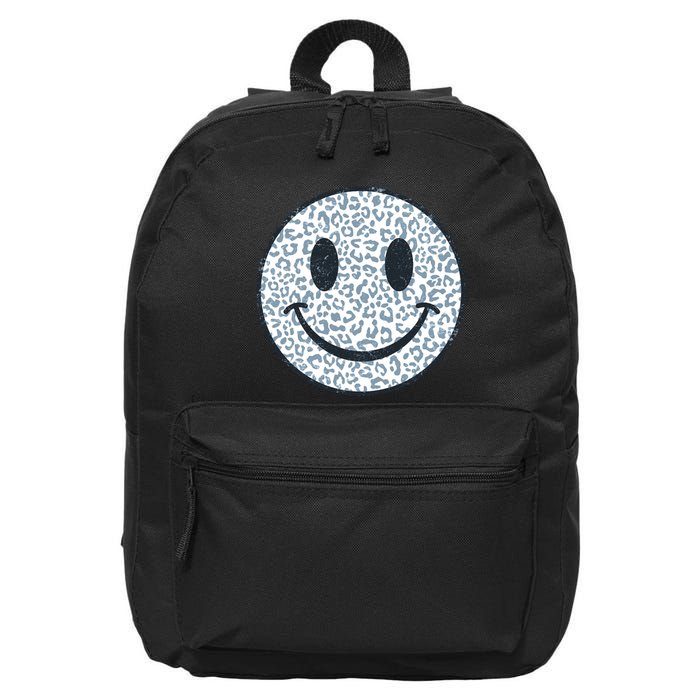 Retro Leopard Print Emoji Smiley 16 in Basic Backpack