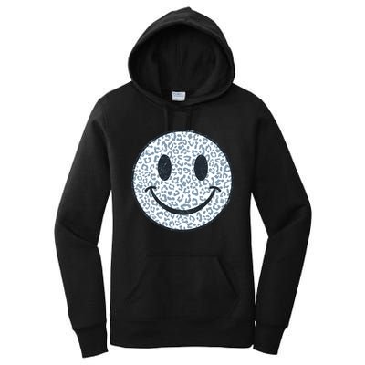 Retro Leopard Print Emoji Smiley Women's Pullover Hoodie