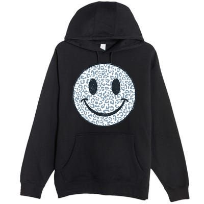 Retro Leopard Print Emoji Smiley Premium Pullover Hoodie