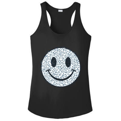 Retro Leopard Print Emoji Smiley Ladies PosiCharge Competitor Racerback Tank