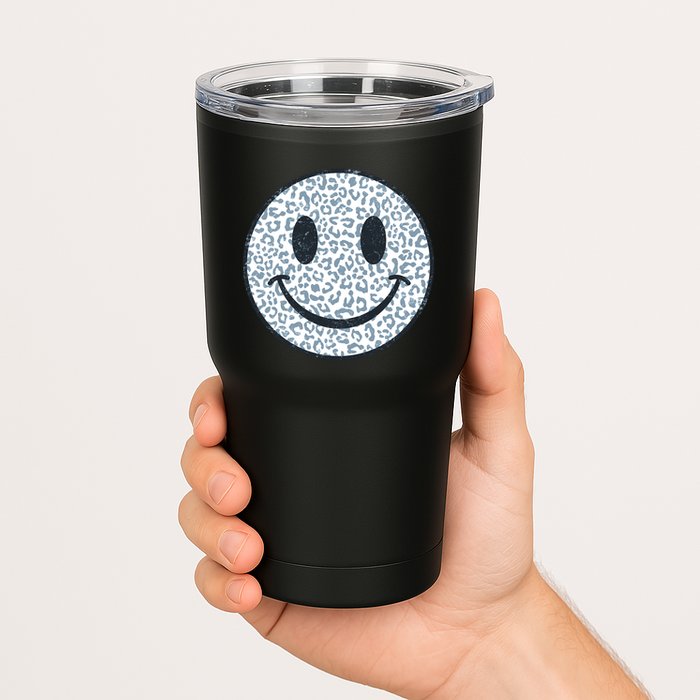 Retro Leopard Print Emoji Smiley Tumbler