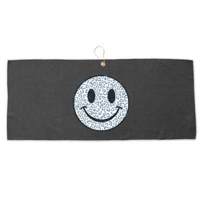 Retro Leopard Print Emoji Smiley Large Microfiber Waffle Golf Towel