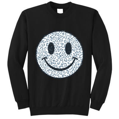 Retro Leopard Print Emoji Smiley Tall Sweatshirt