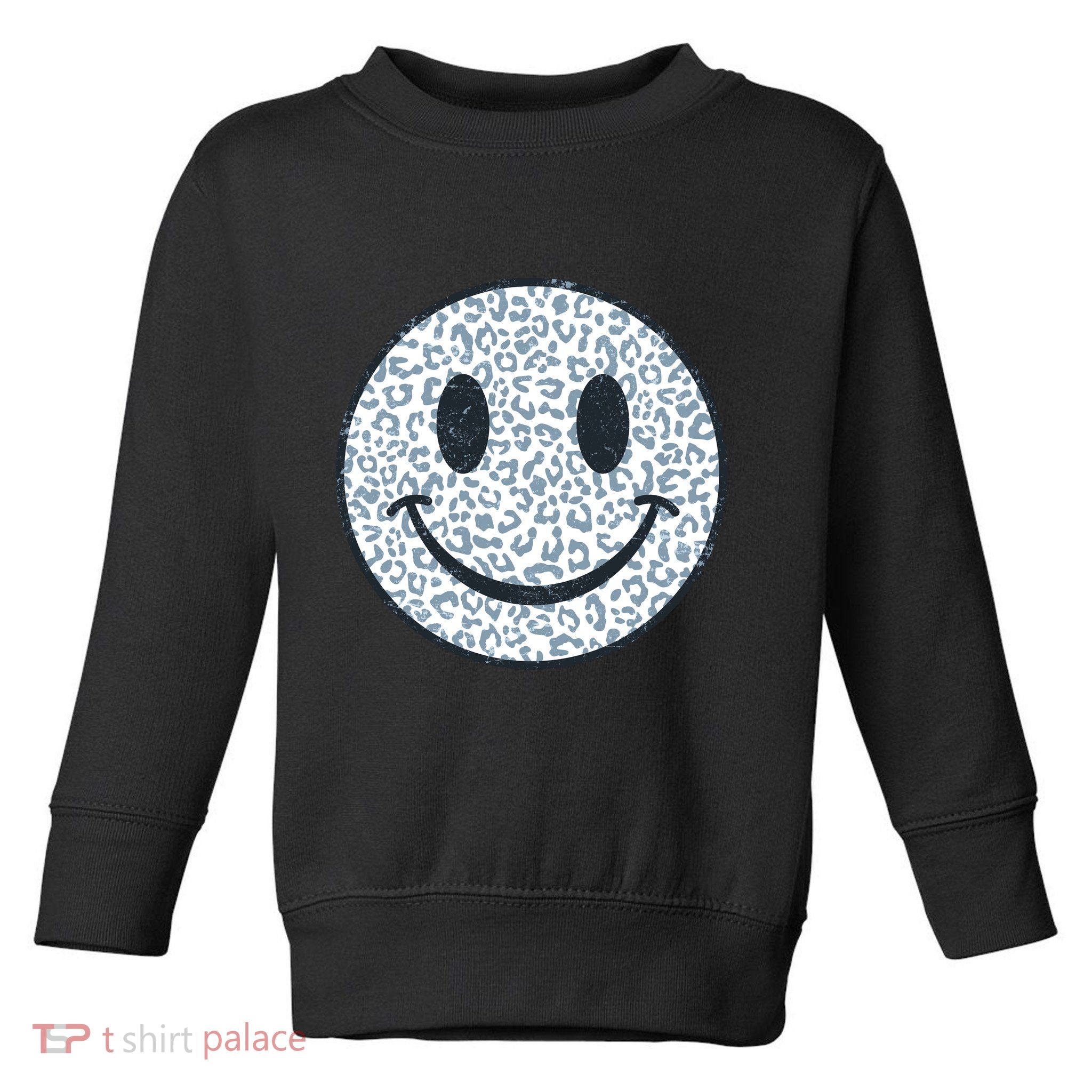 Retro Leopard Print Emoji Smiley Toddler Sweatshirt