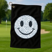 Retro Leopard Print Emoji Smiley Golf Towel