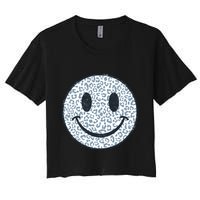 Retro Leopard Print Emoji Smiley Crop Top