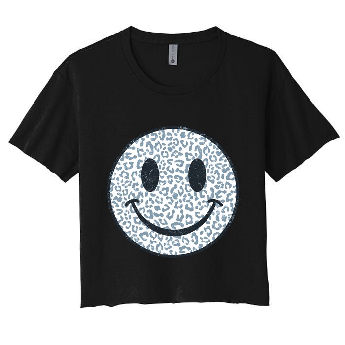 Retro Leopard Print Emoji Smiley Crop Top