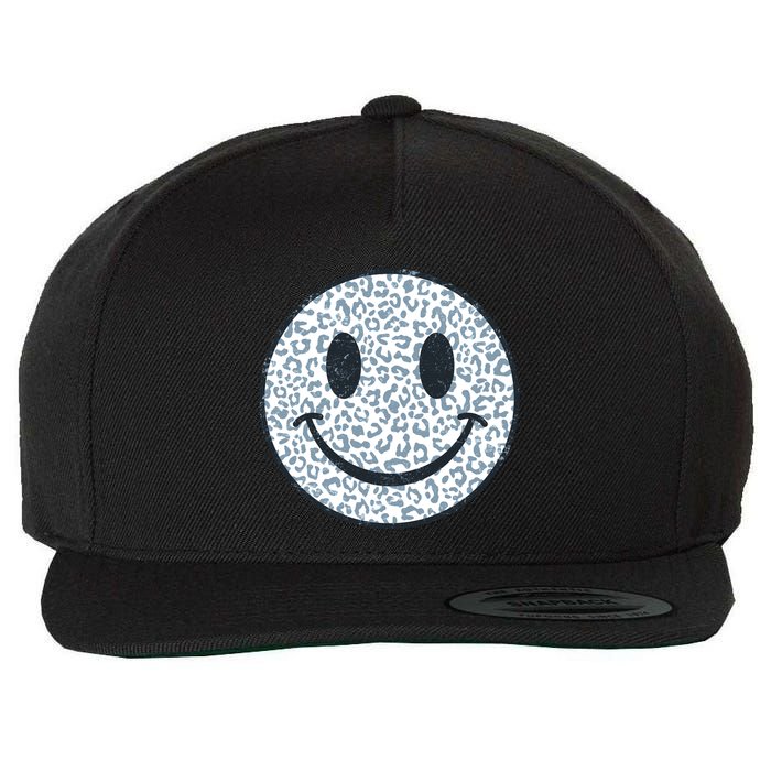 Retro Leopard Print Emoji Smiley Wool Snapback Cap