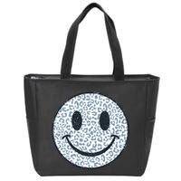 Retro Leopard Print Emoji Smiley Zip Tote Bag