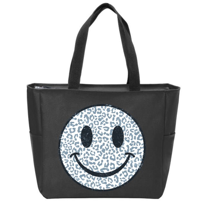 Retro Leopard Print Emoji Smiley Zip Tote Bag