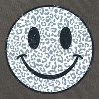 Retro Leopard Print Emoji Smiley Cotton Canvas Backpack
