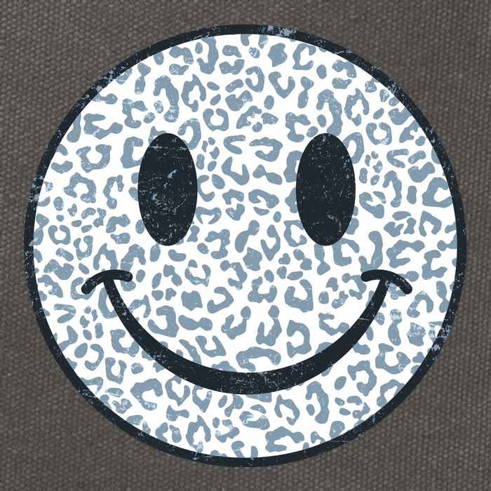 Retro Leopard Print Emoji Smiley Cotton Canvas Backpack
