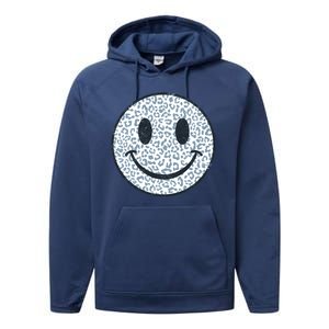 Retro Leopard Print Emoji Smiley Performance Fleece Hoodie