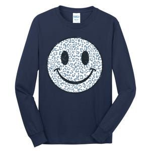 Retro Leopard Print Emoji Smiley Tall Long Sleeve T-Shirt