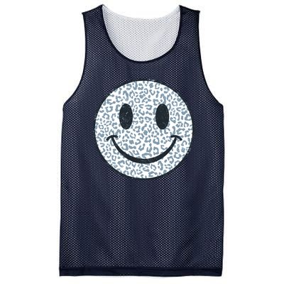 Retro Leopard Print Emoji Smiley Mesh Reversible Basketball Jersey Tank