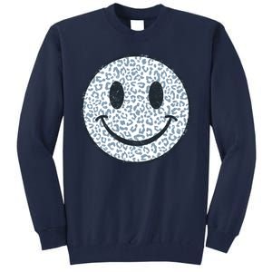 Retro Leopard Print Emoji Smiley Tall Sweatshirt