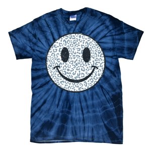 Retro Leopard Print Emoji Smiley Tie-Dye T-Shirt