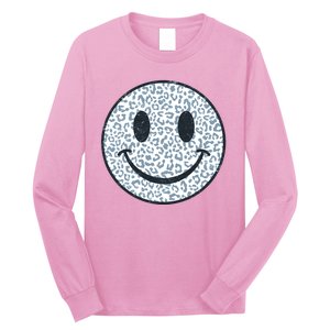 Retro Leopard Print Emoji Smiley Long Sleeve Shirt