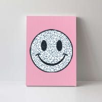 Retro Leopard Print Emoji Smiley Canvas