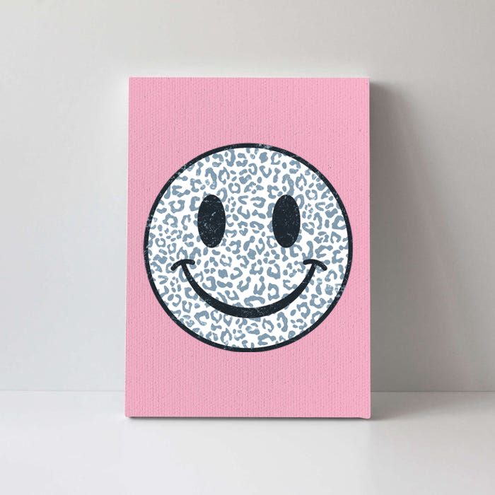 Retro Leopard Print Emoji Smiley Canvas