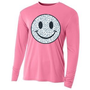 Retro Leopard Print Emoji Smiley Cooling Performance Long Sleeve Crew