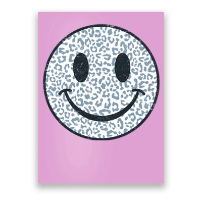 Retro Leopard Print Emoji Smiley Poster