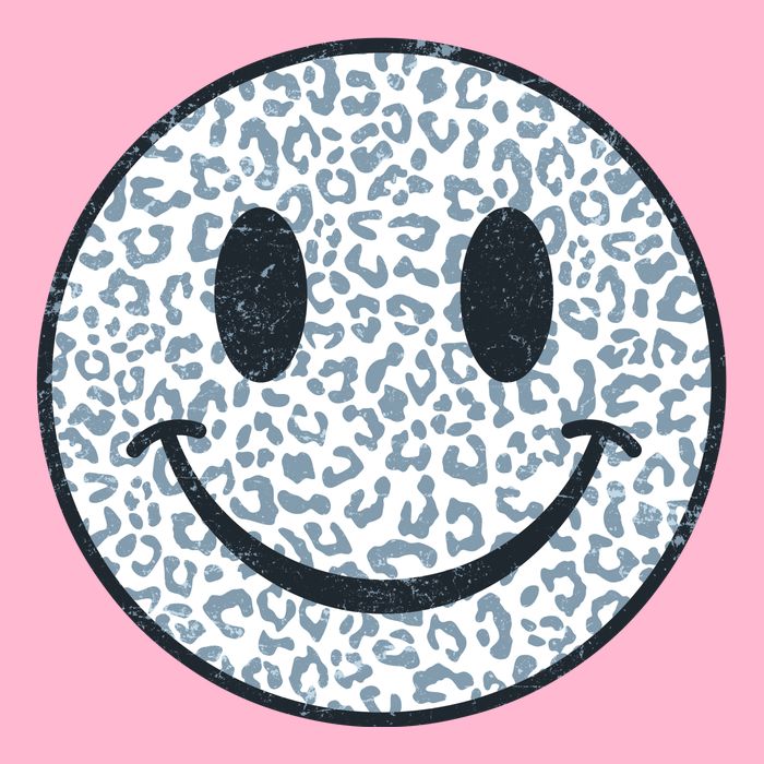 Retro Leopard Print Emoji Smiley Poster