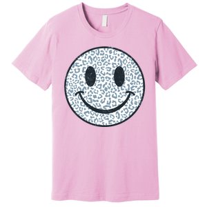 Retro Leopard Print Emoji Smiley Premium T-Shirt