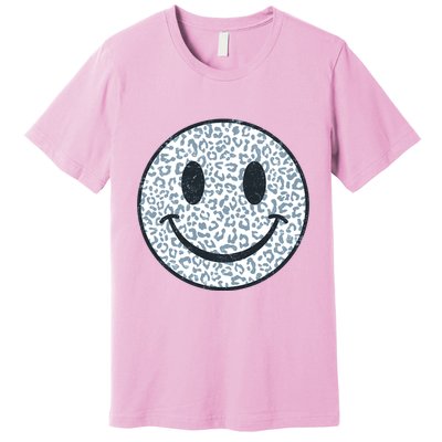 Retro Leopard Print Emoji Smiley Premium T-Shirt